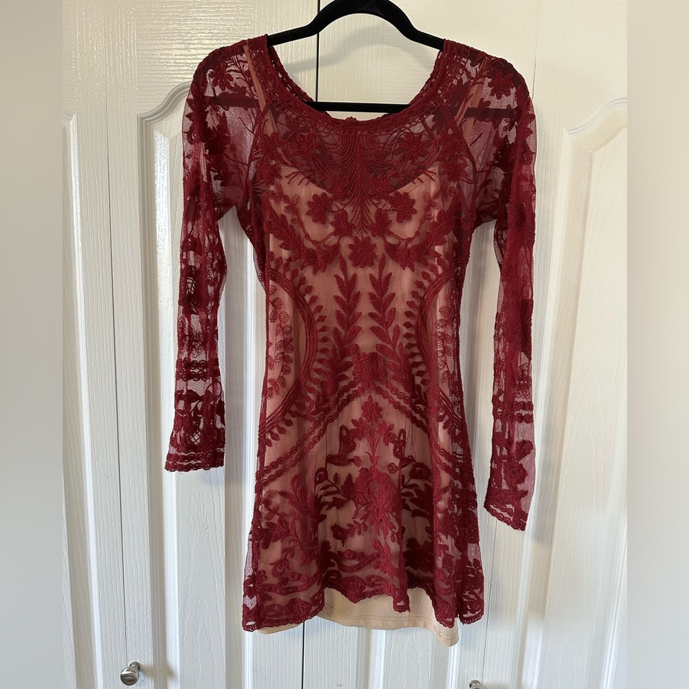 Cute Short Lace Dress With Slip